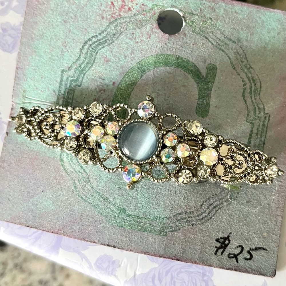 Hair Barrette with Sparkling Iridescent Rhinestones!